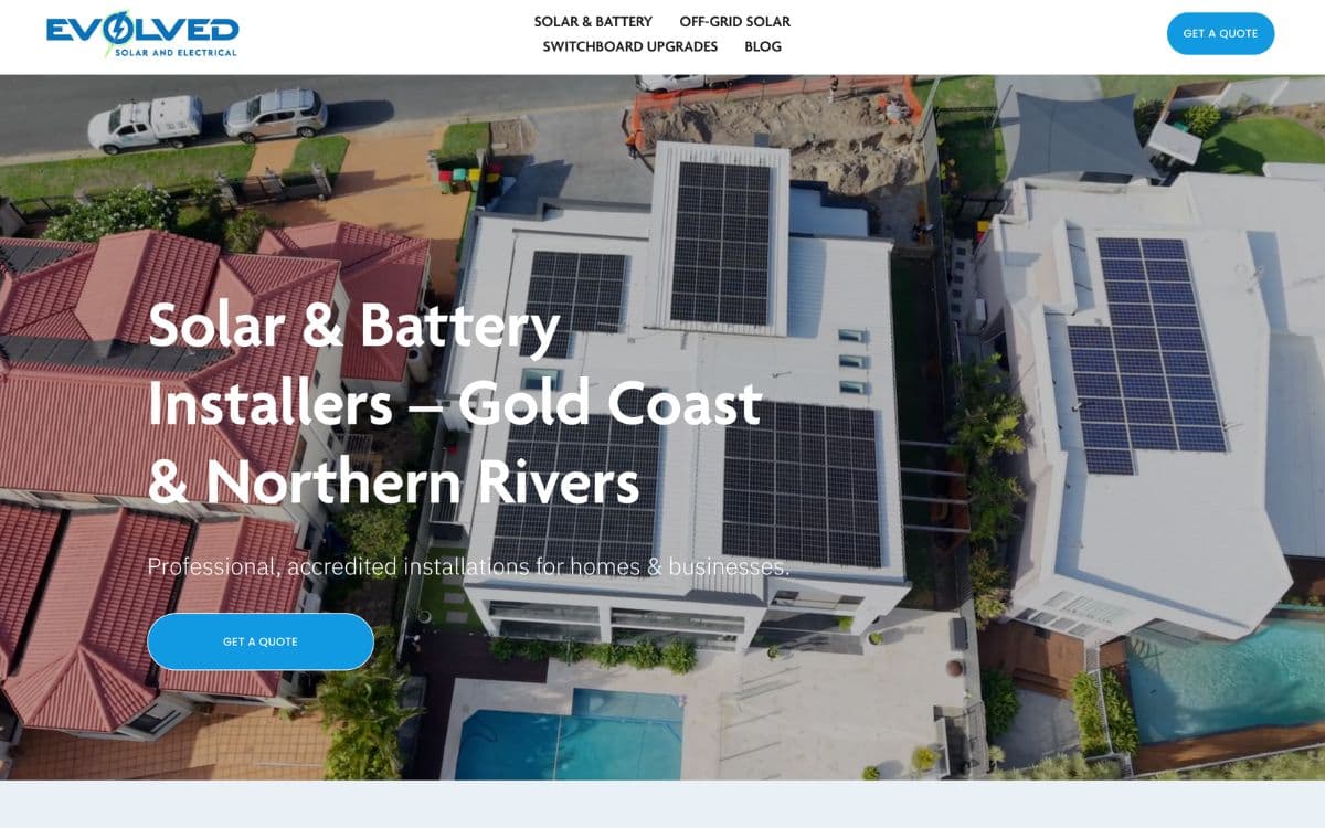 Evolved Solar & Electrical website
