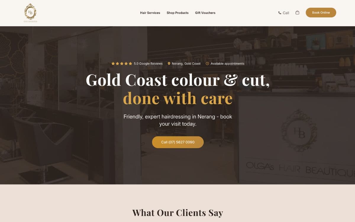 Olga's Hair Beautique website