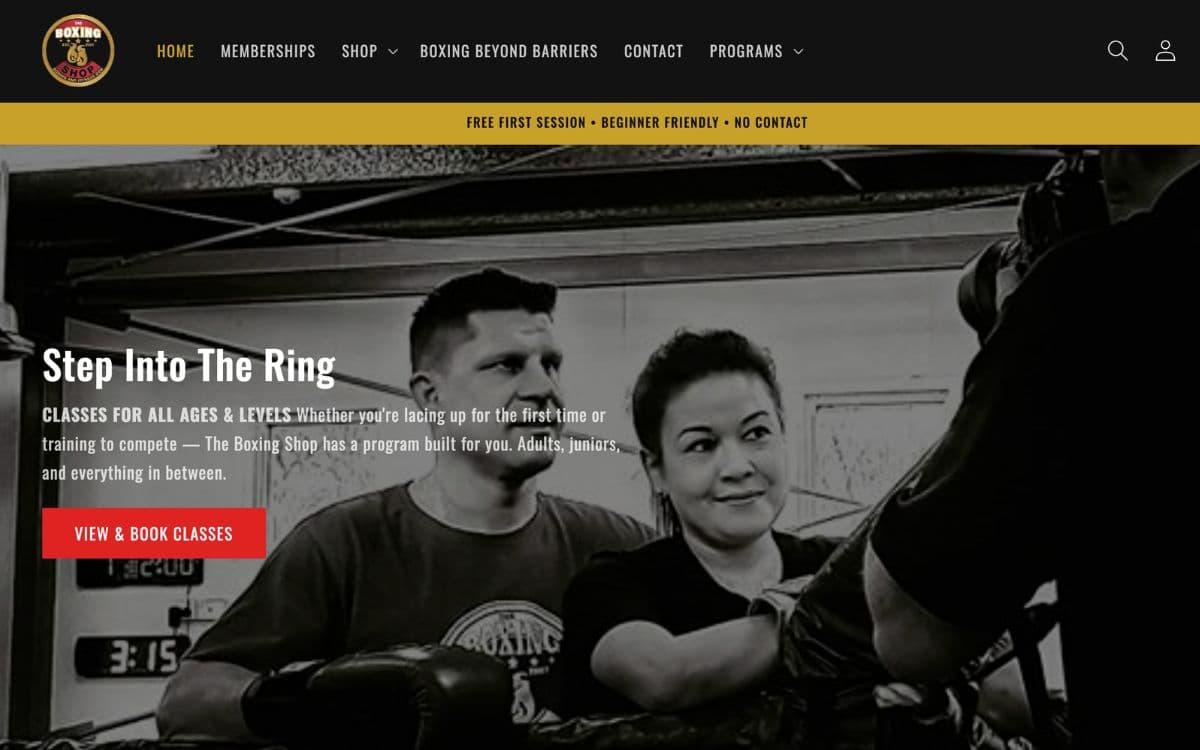 The Boxing Shop website